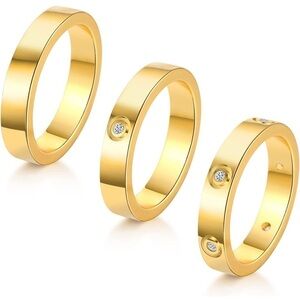 3PCS 14K Gold Plated Stacking Rings for Women